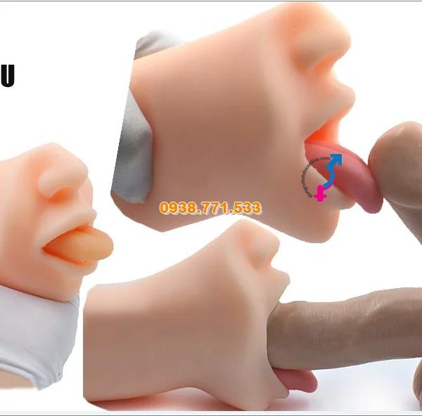 Miệng Giả 3D Silicon TPE Oral Sex Simulator Lưỡi & Răng Chân Thực âm đạo giả orasex