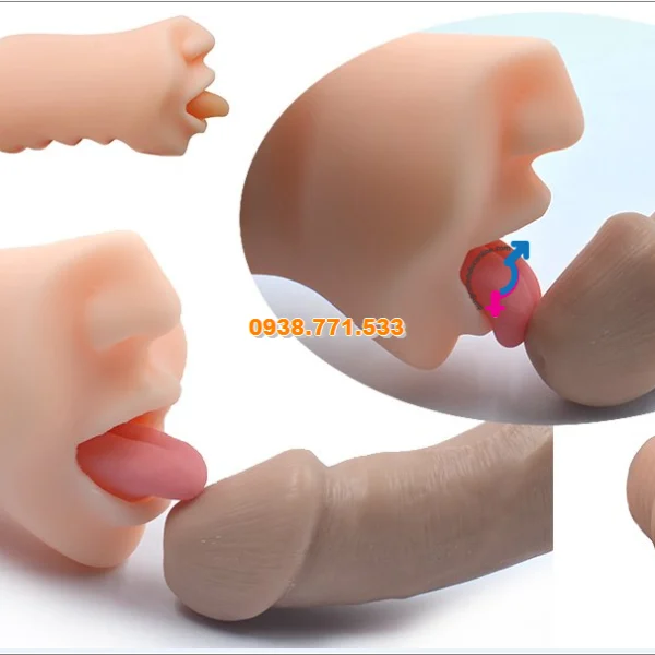 Miệng Giả 3D Silicon TPE Oral Sex Simulator Lưỡi & Răng Chân Thực âm đạo giả orasex