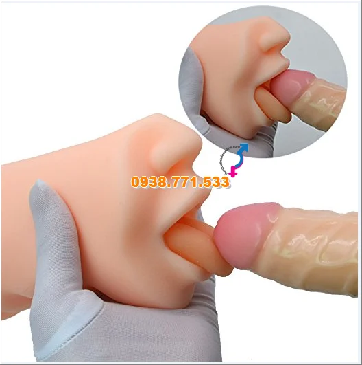 Miệng Giả 3D Silicon TPE Oral Sex Simulator Lưỡi & Răng Chân Thực âm đạo giả orasex