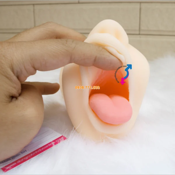 Miệng Giả 3D Silicon TPE Oral Sex Simulator Lưỡi & Răng Chân Thực âm đạo giả orasex