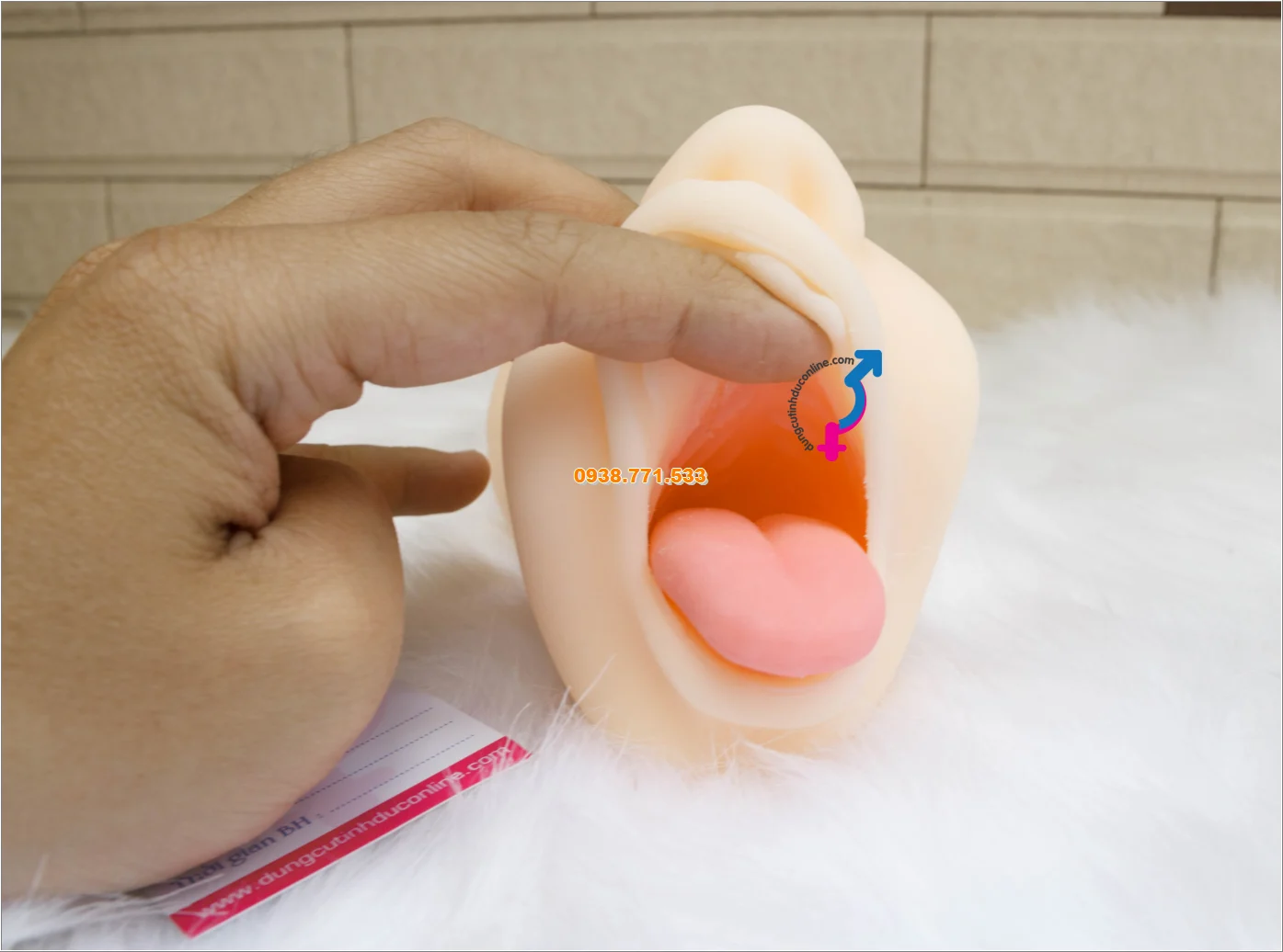 Miệng Giả 3D Silicon TPE Oral Sex Simulator Lưỡi & Răng Chân Thực âm đạo giả orasex