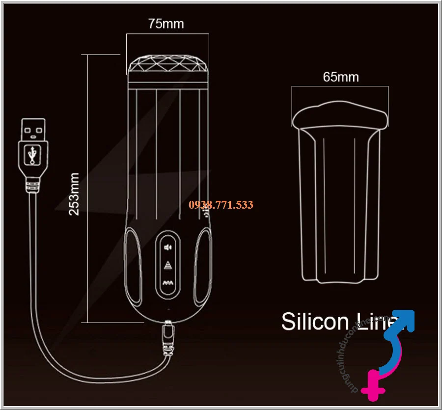 Máy thủ dâm Nano thiết kế môi âm đạo
