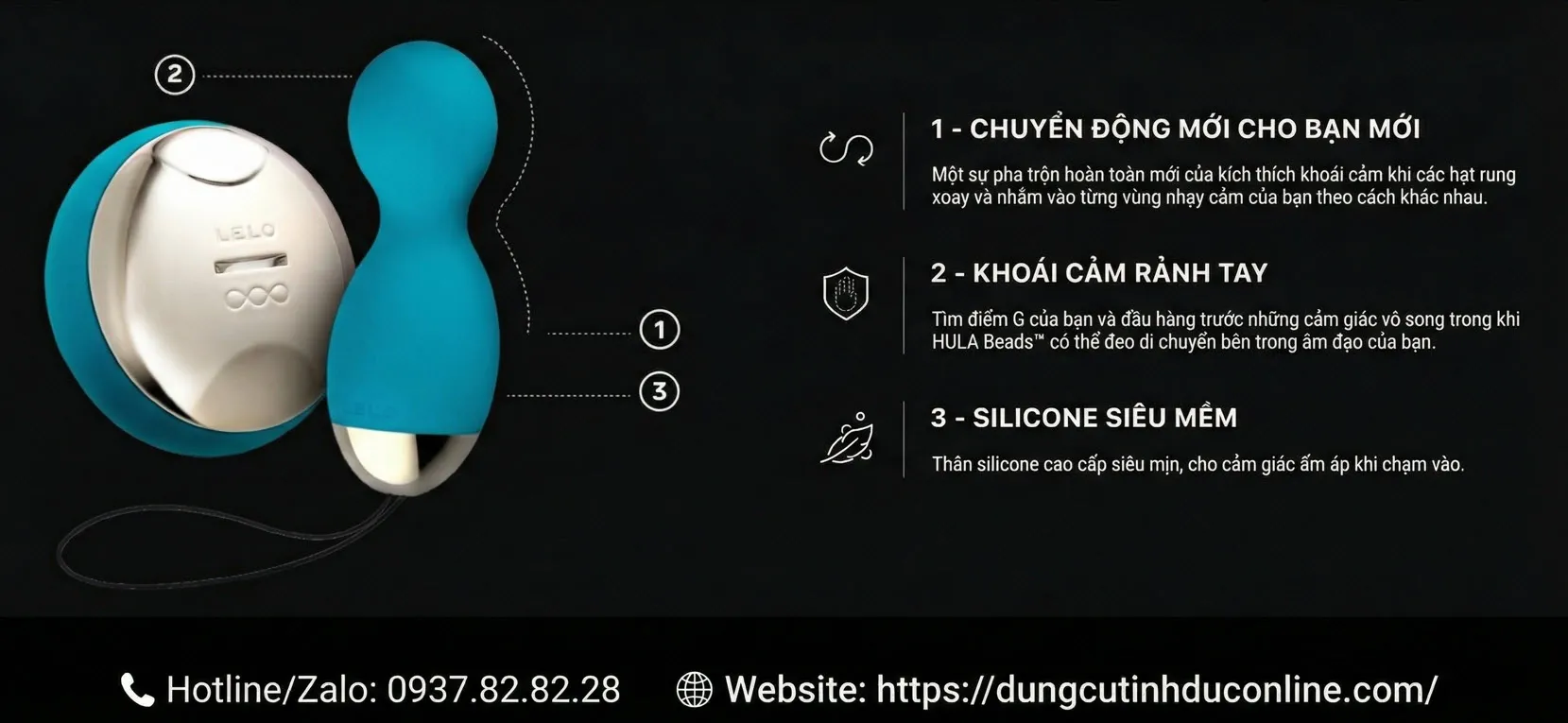 Lelo Hula Bead Trứng Rung Điều Khiển Từ Xa trung rung Lelo Hula Bead 0006 dungcutinhduconline