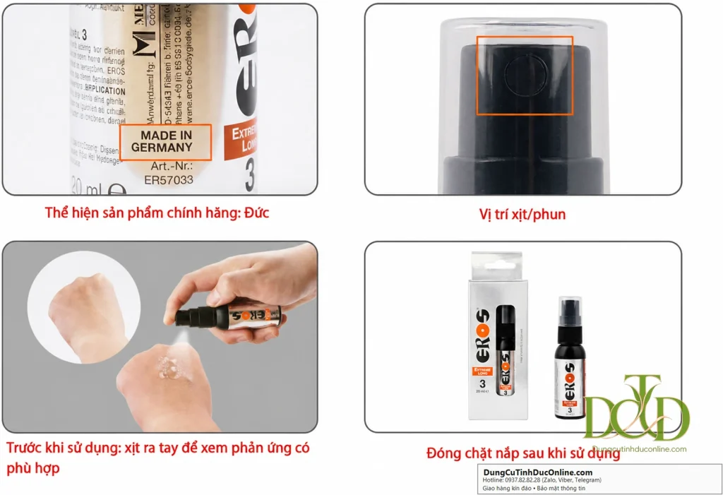 Chai Xịt Eros Extended Love Top Level 3 — 30ml, Sản Xuất Tại Đức, Bảng Thành Phần Rõ Ràng chai xit eros extended love top level 3 30ml 1