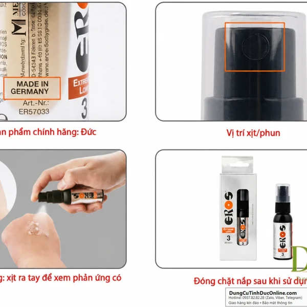 Chai Xịt Eros Extended Love Top Level 3 — 30ml, Sản Xuất Tại Đức, Bảng Thành Phần Rõ Ràng chai xit eros extended love top level 3 30ml 1