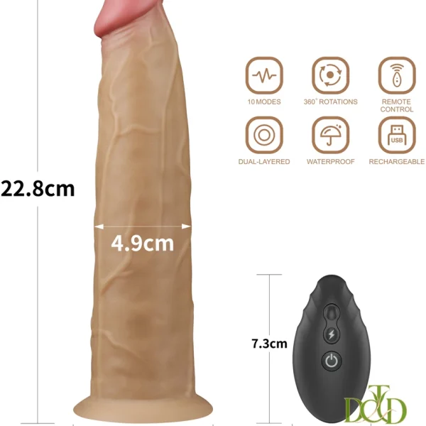 Dương Vật Giả Lovetoy Nature Cock 9 Inch — Rung Kết Hợp Xoay 360°, Điều Khiển Từ Xa duong vat gia lovetoy nature cock 9 inch rung xoay 6