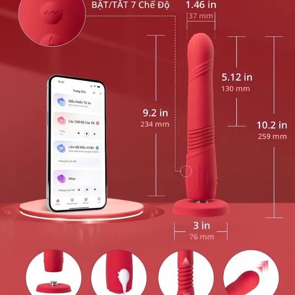 Lovense Gravity - Dildo Rung Thụt Tự Động, Đế Hút duong vat gia lovense gravity 12