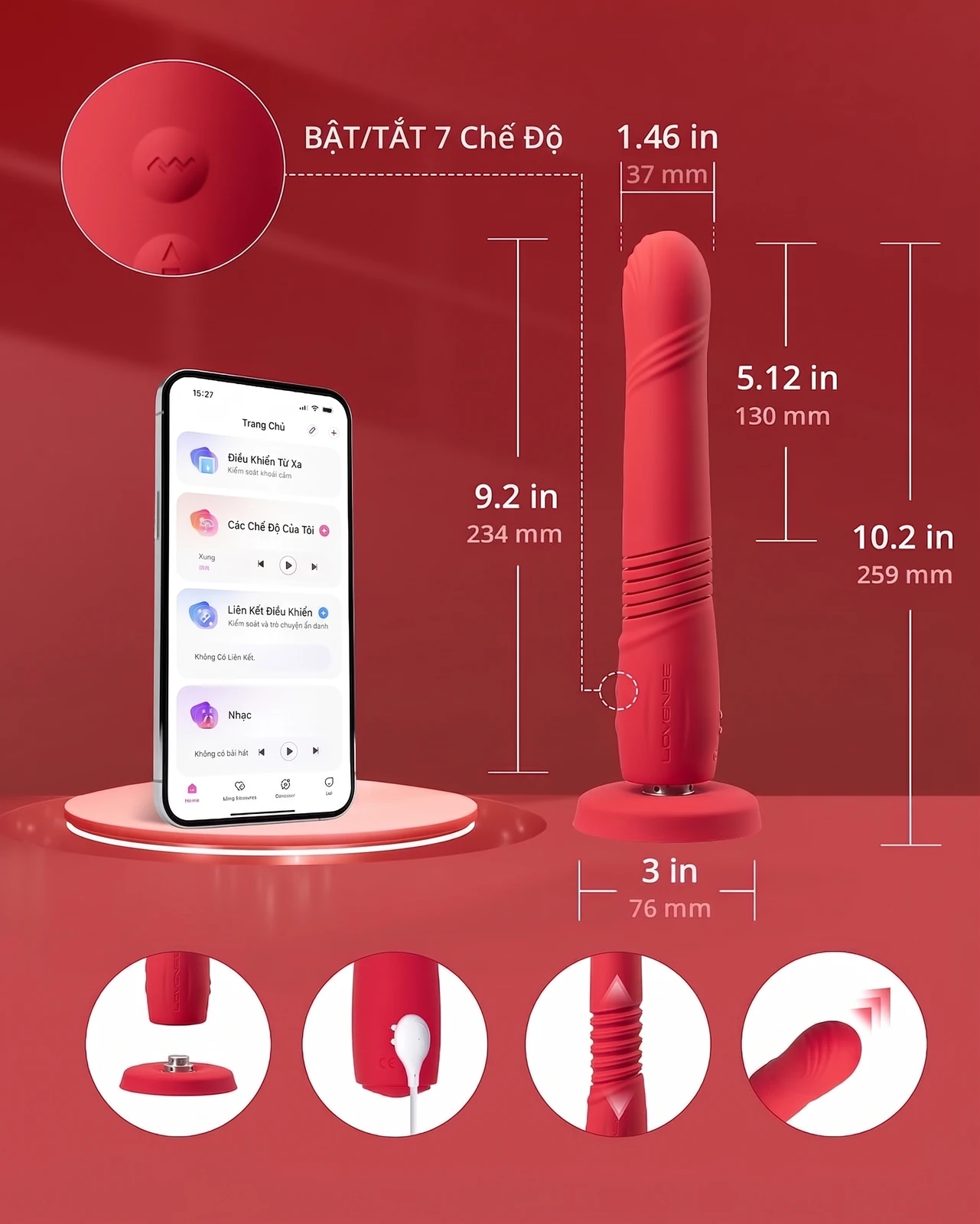 Lovense Gravity - Dildo Rung Thụt Tự Động, Đế Hút Lovense Gravity - Dildo Rung Thụt Tự Động, Đế Hút - Ảnh 4