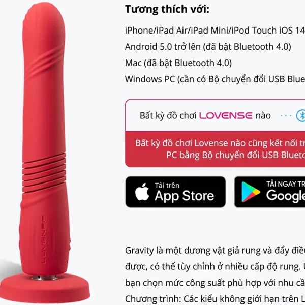 Lovense Gravity - Dildo Rung Thụt Tự Động, Đế Hút duong vat gia lovense gravity 14