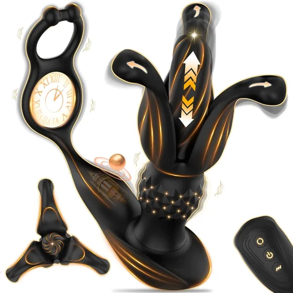 Butt Plug 9 Tần Số Có Vòng Đeo Dương Vật Và Bìu, Điều Khiển Bằng Remote